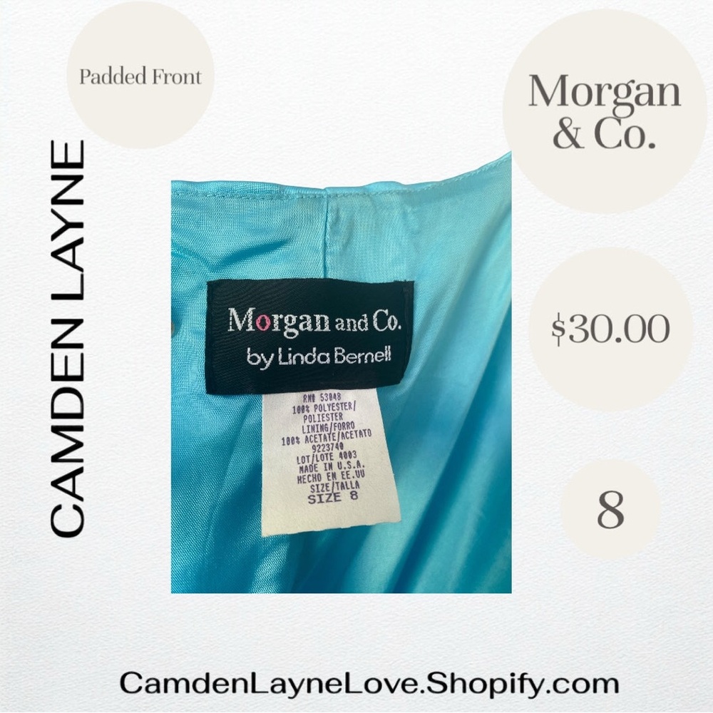 Morgan & Co. Blue Halter Backless Gown - Picture 7 of 7